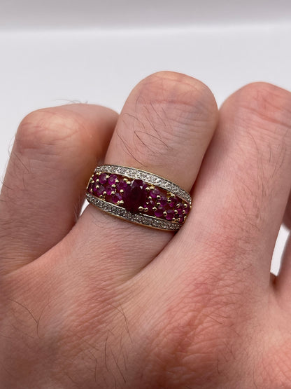 9ct gold ruby and diamond ring