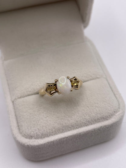 9ct gold opal and citrine ring