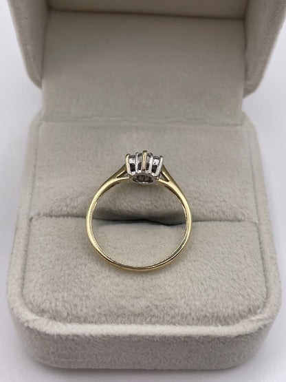 9ct gold 33 point diamond cluster ring