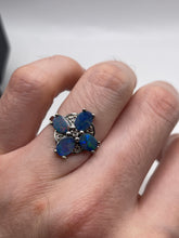 Load image into Gallery viewer, Silver black opal cluster ring
