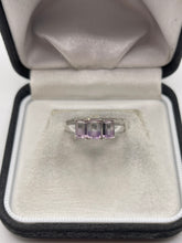 Load image into Gallery viewer, 9ct white gold bi coloured amethyst ring
