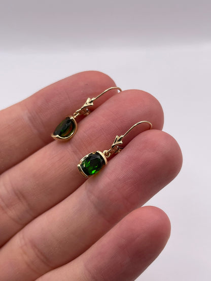 9ct gold diopside earrings