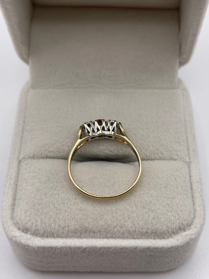 9ct gold ruby and diamond ring