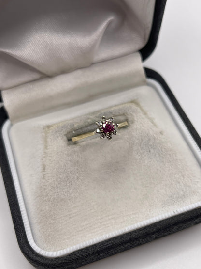 9ct gold ruby and diamond ring