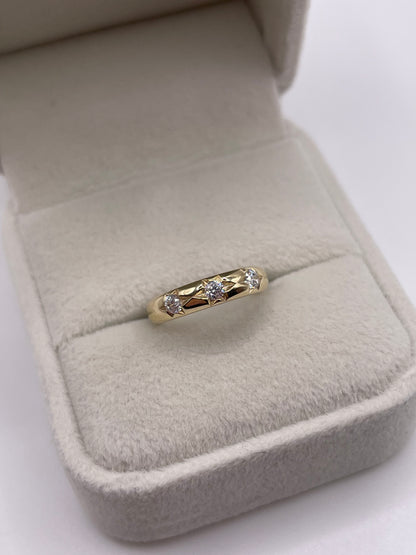 9ct gold cz gypsy ring