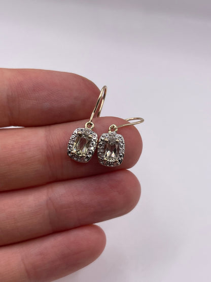 9ct gold quartz and diamond earrings