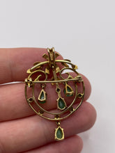 Load image into Gallery viewer, 9ct gold emerald brooch /pendant
