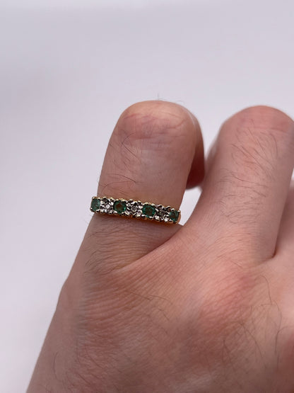 9ct gold emerald and diamond ring
