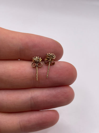 9ct gold diamond cluster earrings