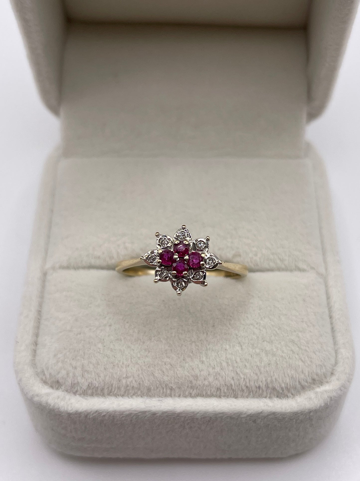 9ct gold ruby and diamond ring