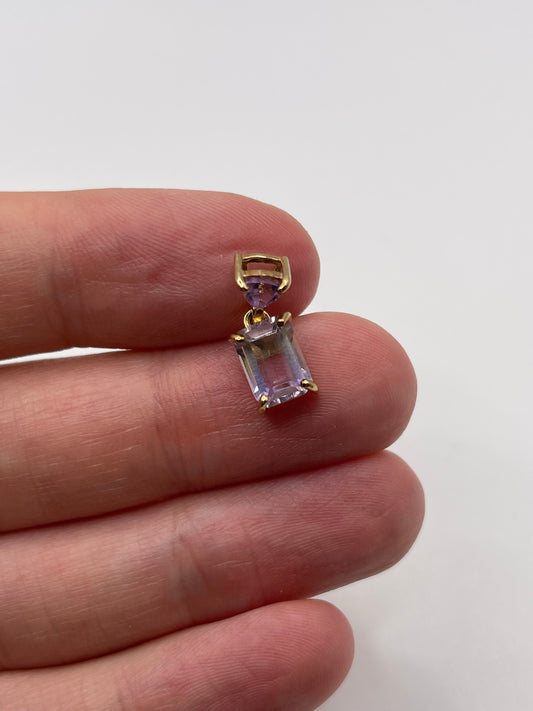 9ct gold ametrine and amethyst pendant