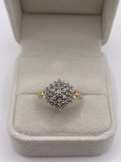 9ct gold diamond cluster ring