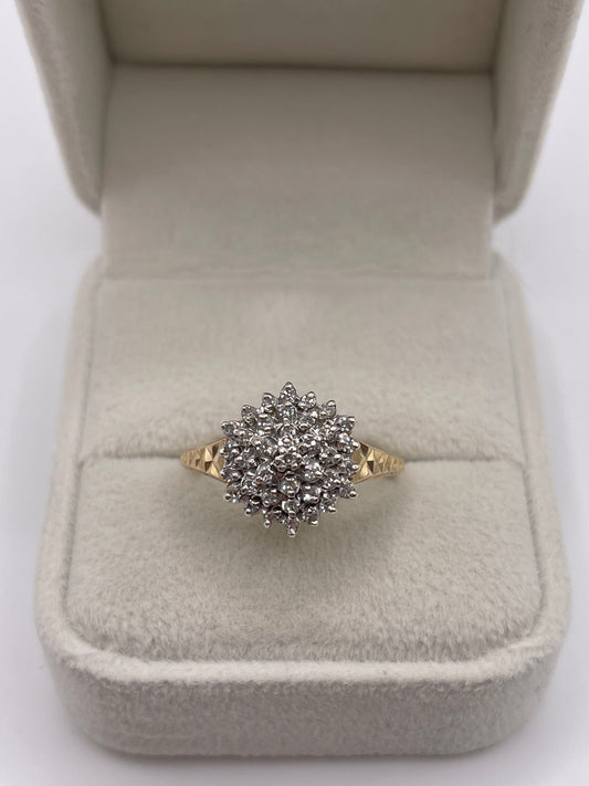 9ct gold diamond cluster ring