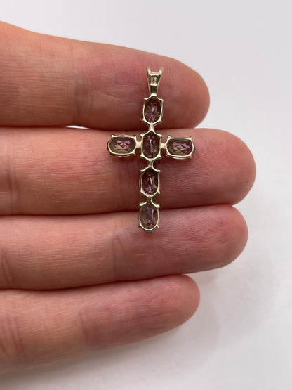 9ct gold mystic topaz cross pendant