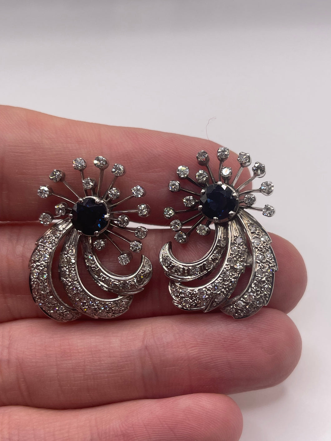 18ct white gold sapphire and diamond earrings