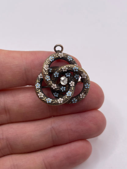 Antique 14ct gold enamel and diamond brooch
