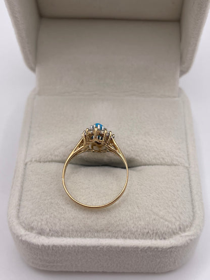 9ct gold turquoise and cz ring
