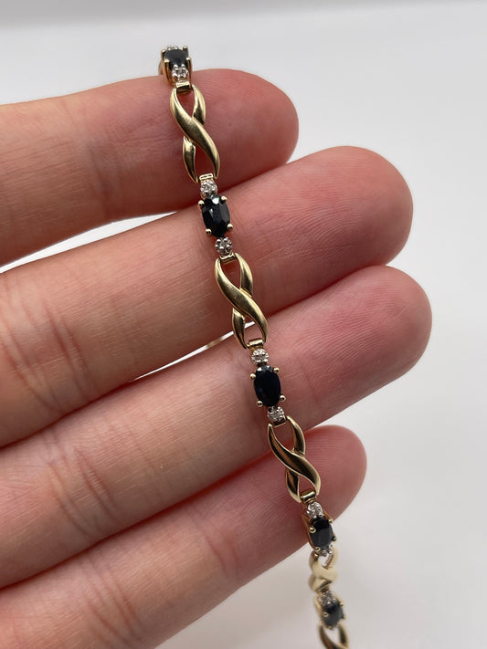 9ct gold sapphire and diamond bracelet