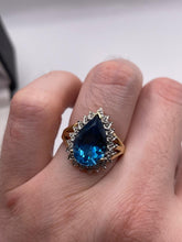 Load image into Gallery viewer, 9ct gold blue topaz and diamond cluster ring
