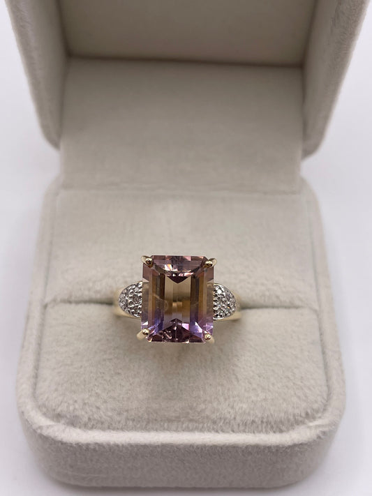 9ct gold ametrine and diamond ring