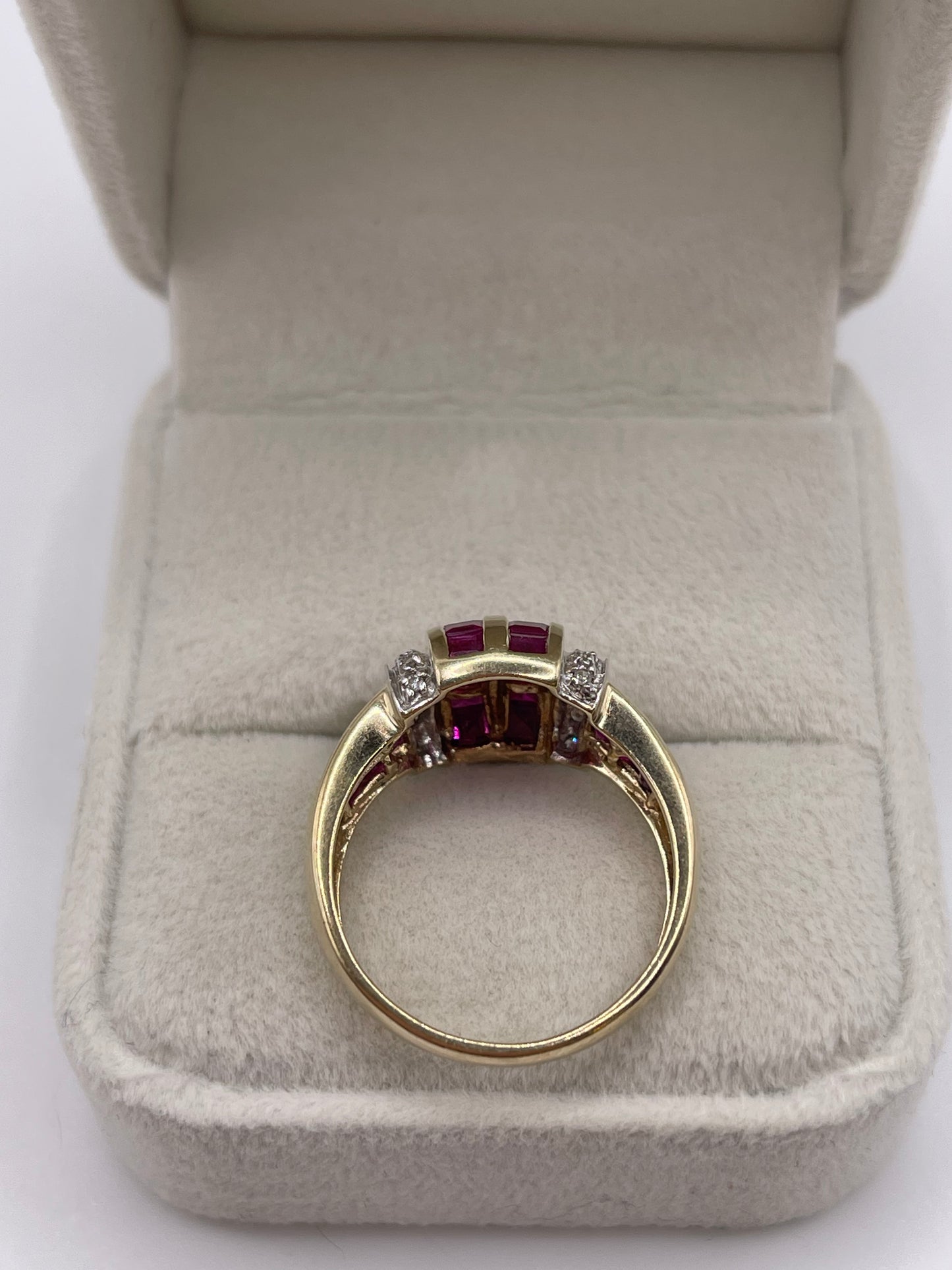 9ct gold ruby and diamond ring