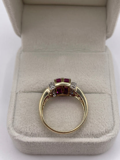9ct gold ruby and diamond ring