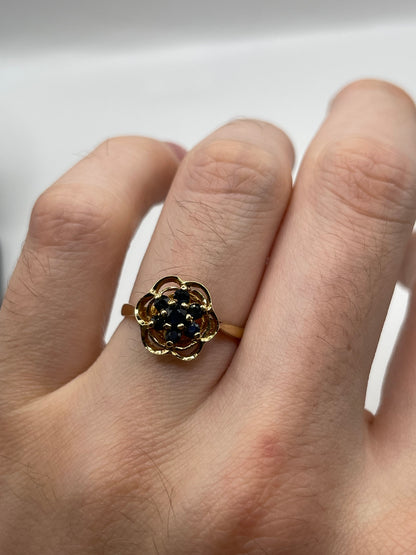 9ct gold sapphire cluster ring