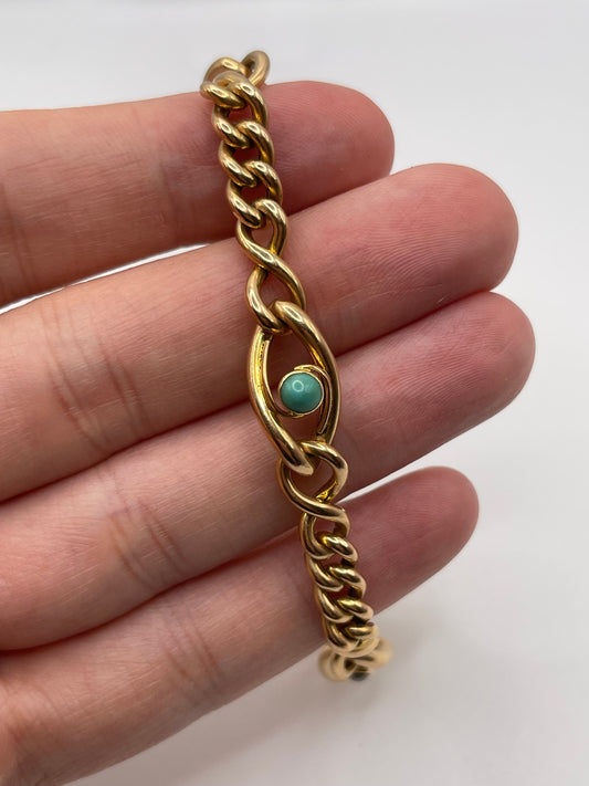 Antique 15ct rose gold turquoise and pearl bracelet