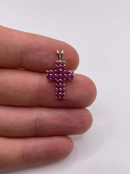 9ct gold ruby cross pendant