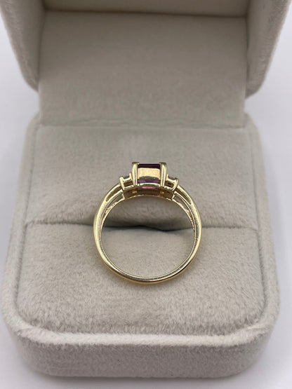 9ct gold amethyst and diamond ring