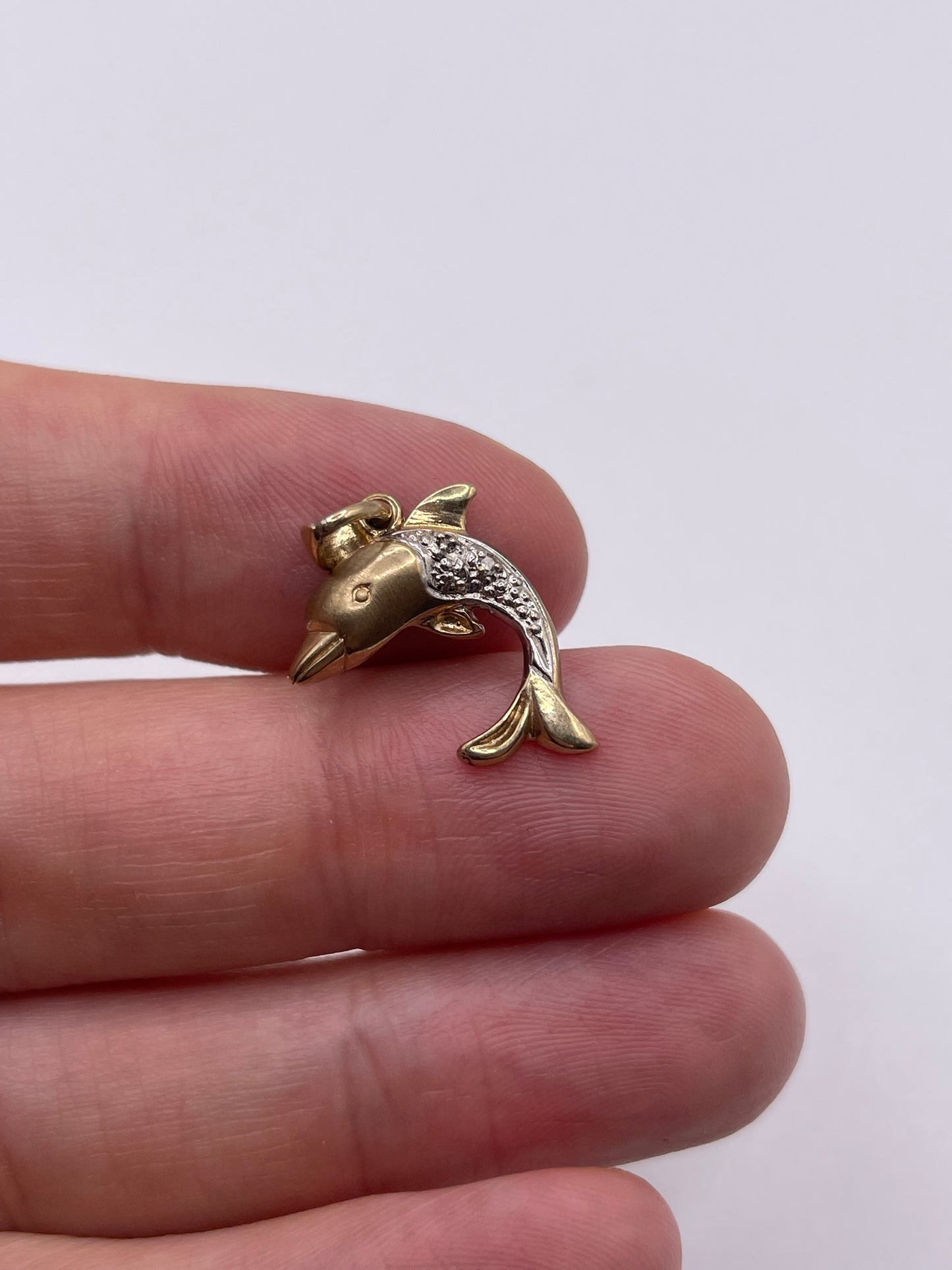 9ct gold diamond dolphin charm