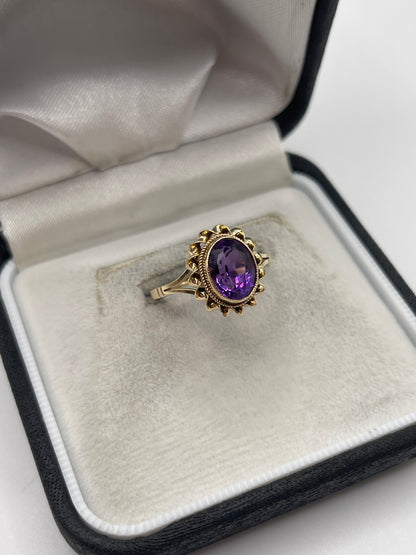 9ct gold amethyst ring