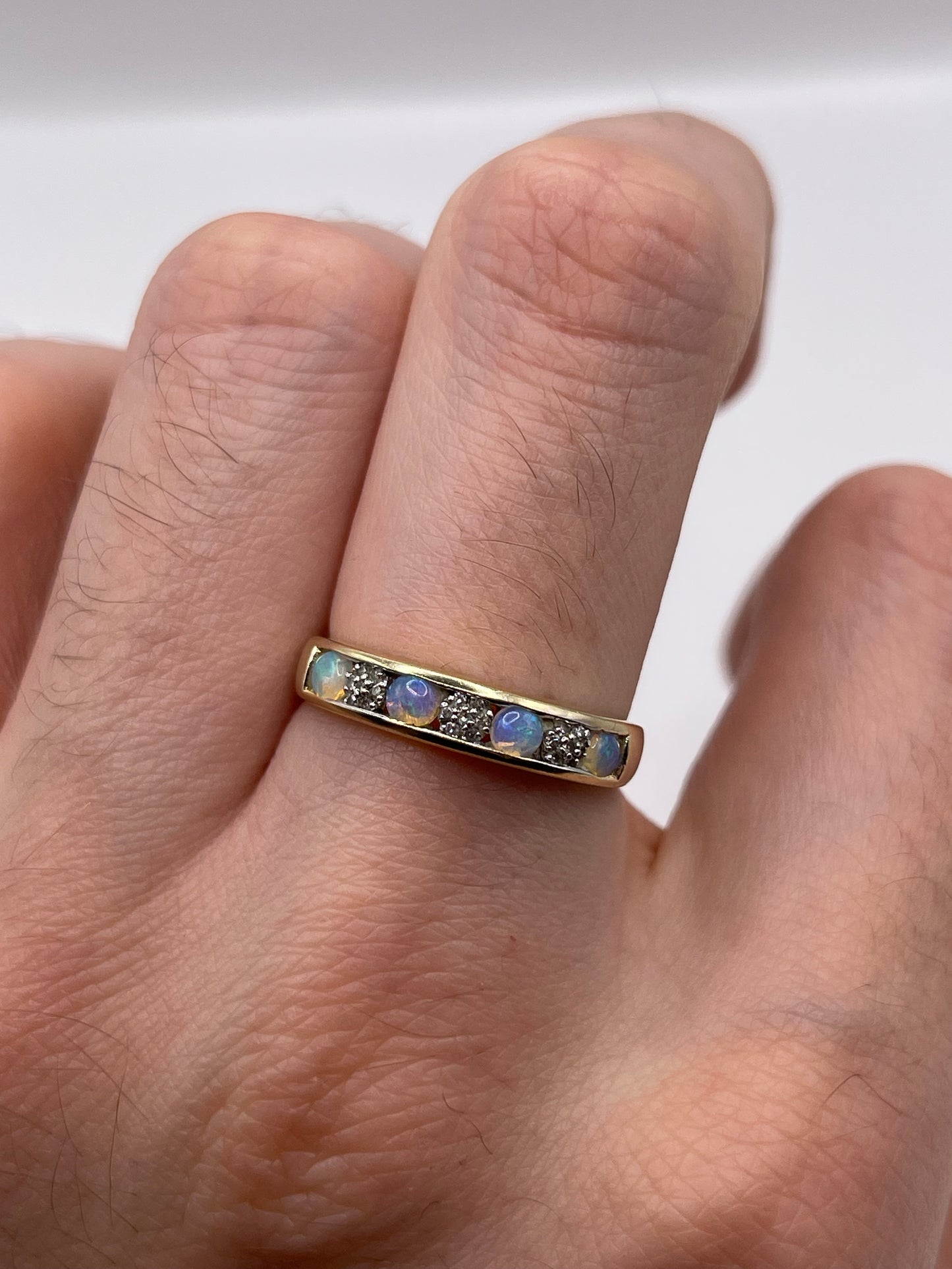 9ct gold opal and diamond ring
