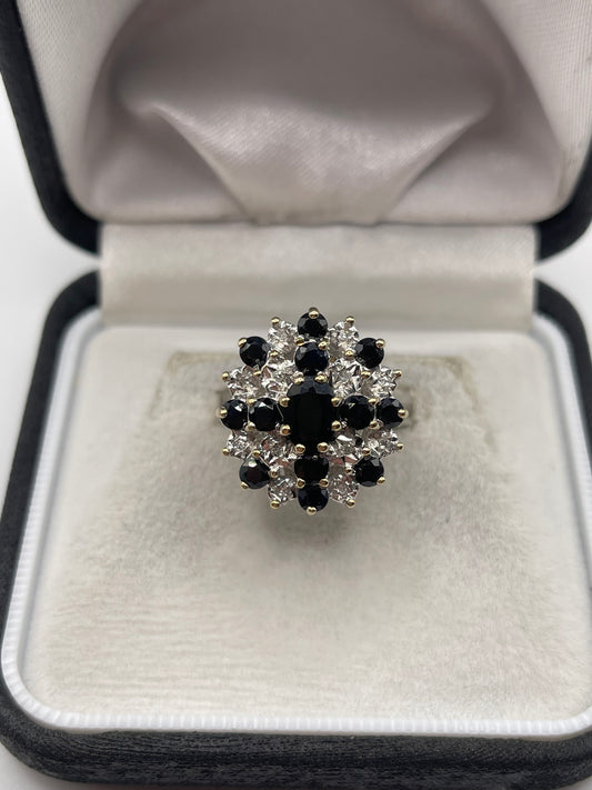 9ct gold sapphire and diamond ring