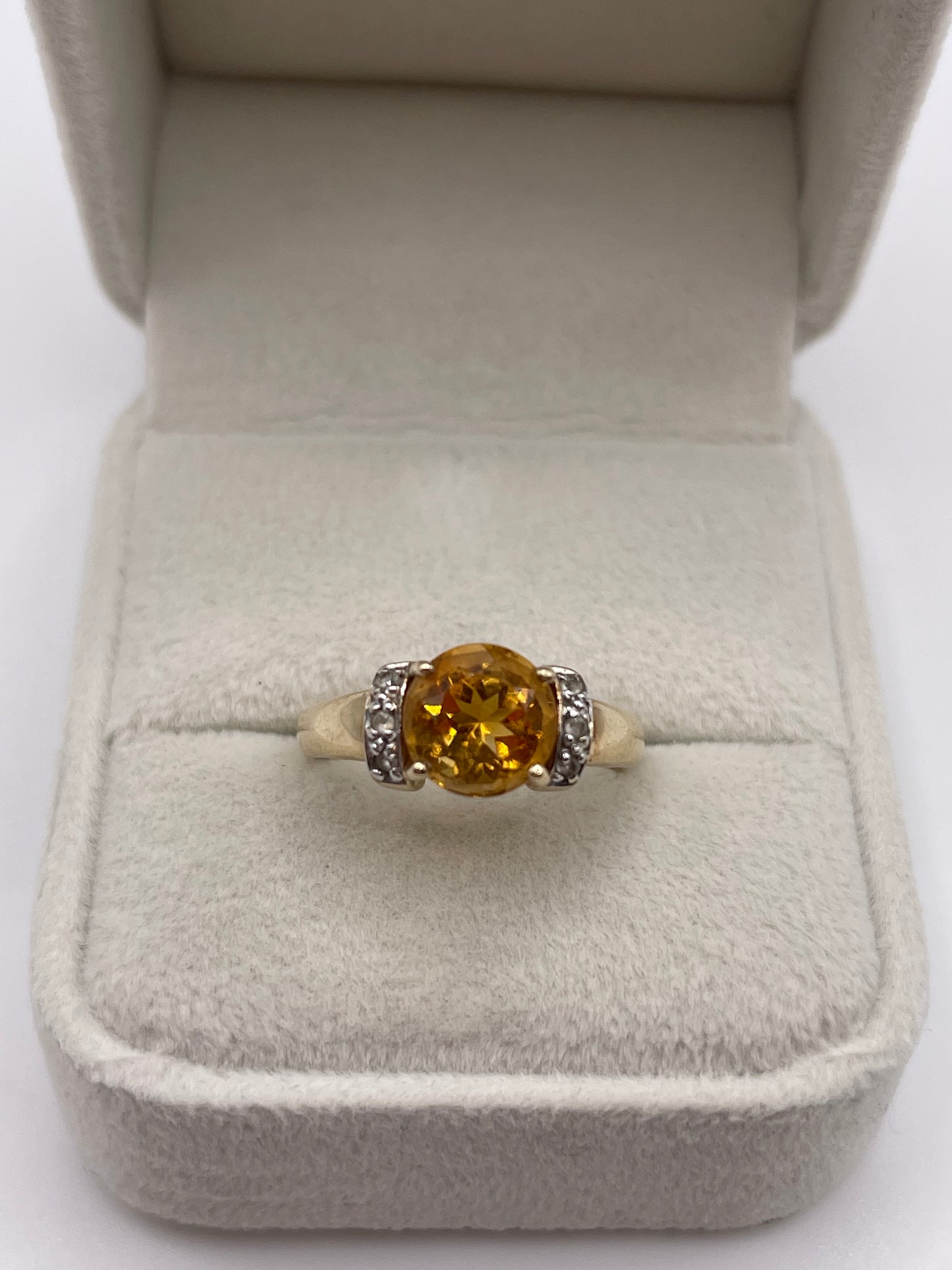 9ct gold citrine and zircon ring