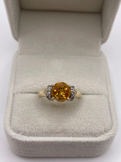 9ct gold citrine and zircon ring
