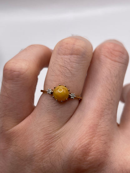 9ct gold opal and diamond ring