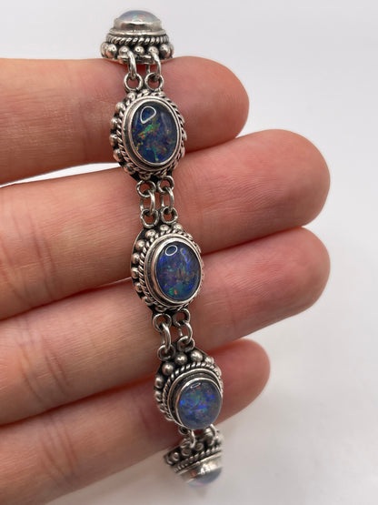 Silver opal triplet bracelet
