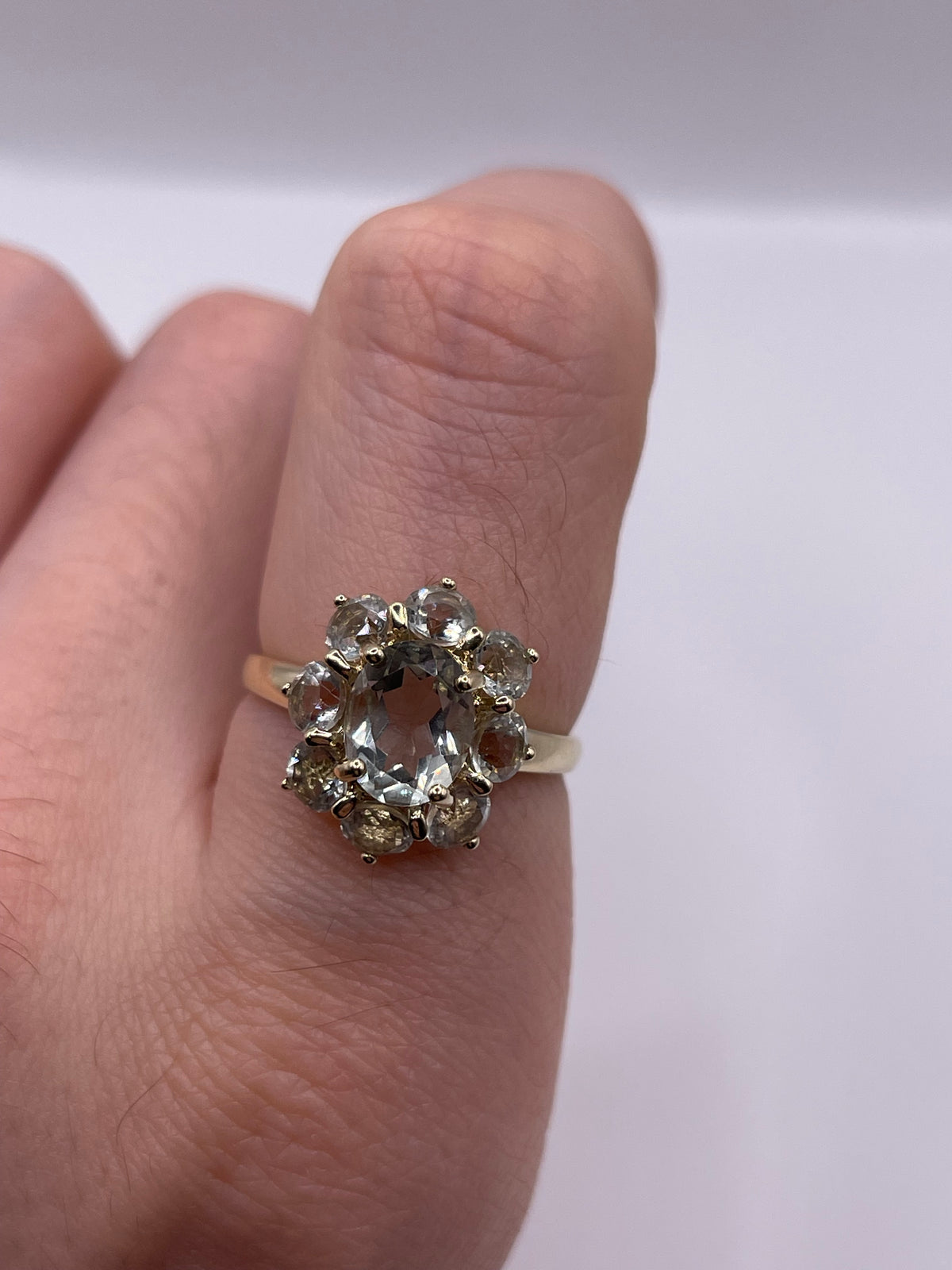 9ct gold aquamarine cluster ring