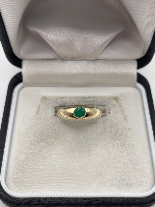 9ct gold green agate gypsy ring