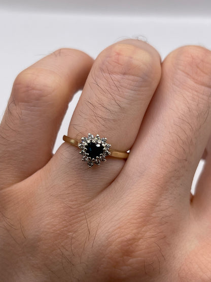 9ct gold sapphire and diamond ring