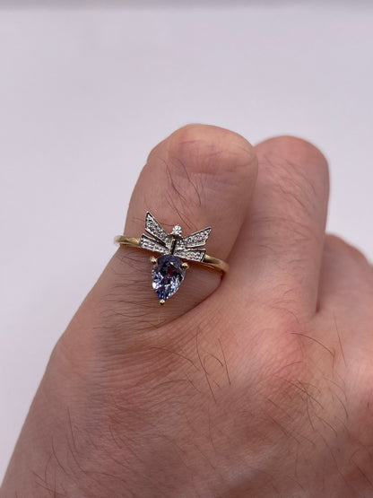 9ct gold tanzanite and zircon ring