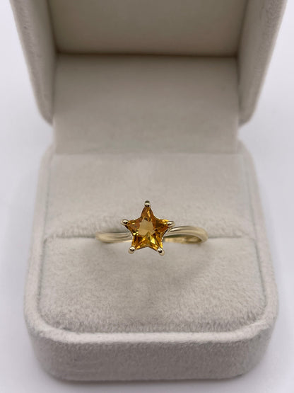9ct gold citrine star ring