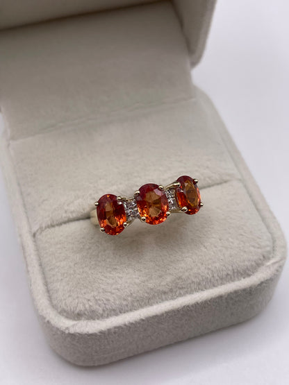 9ct gold spessartite garnet and diamond ring