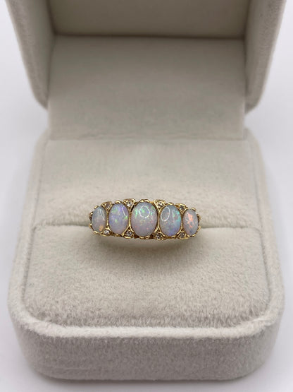 18ct gold opal and diamond ring