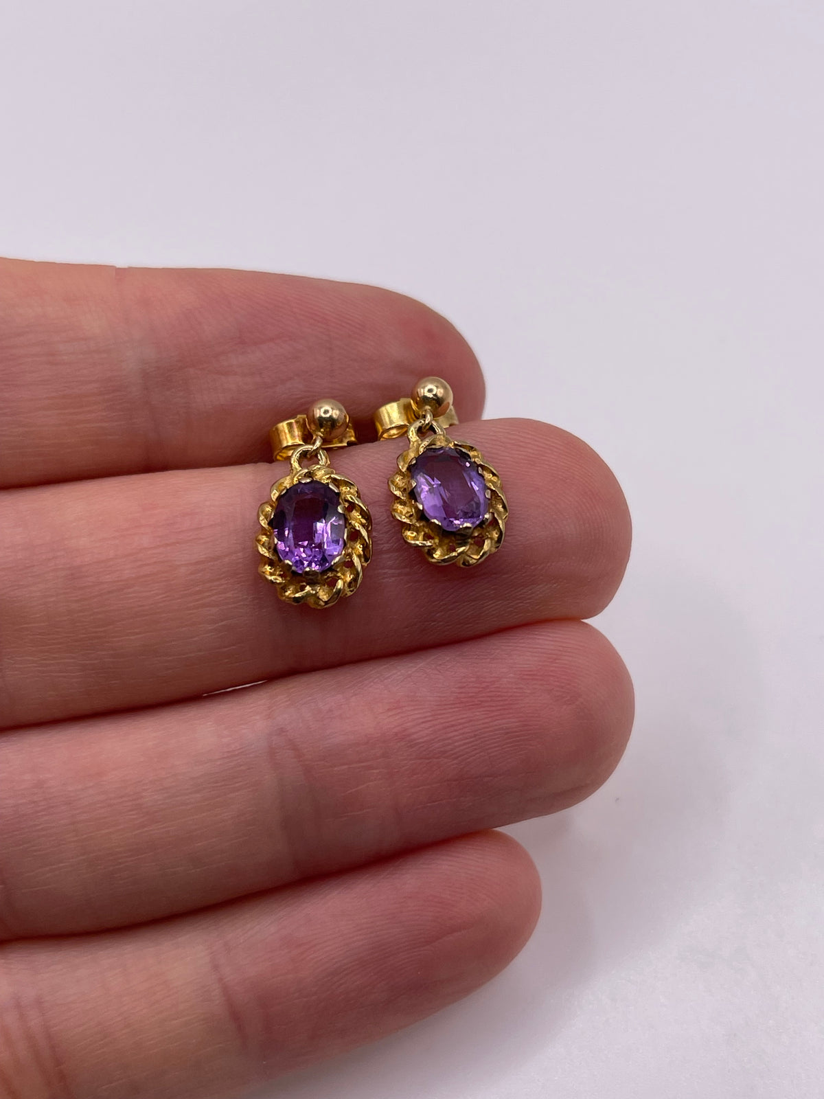 9ct gold amethyst earrings