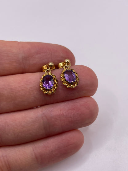 9ct gold amethyst earrings