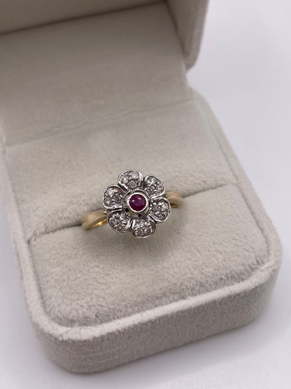 9ct gold ruby and diamond ring