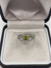 Load image into Gallery viewer, 9ct white gold peridot and diamond ring
