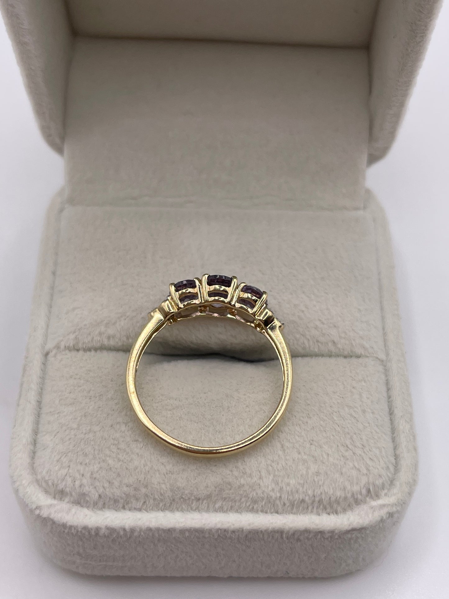 9ct gold iolite and diamond ring